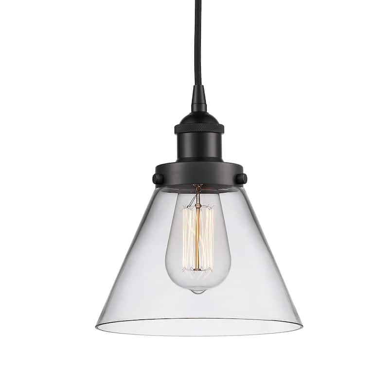 Innovations Lighting 616-1PH-10-8 Cone Pendant Cone 8" Wide Mini - Matte Black / Clear