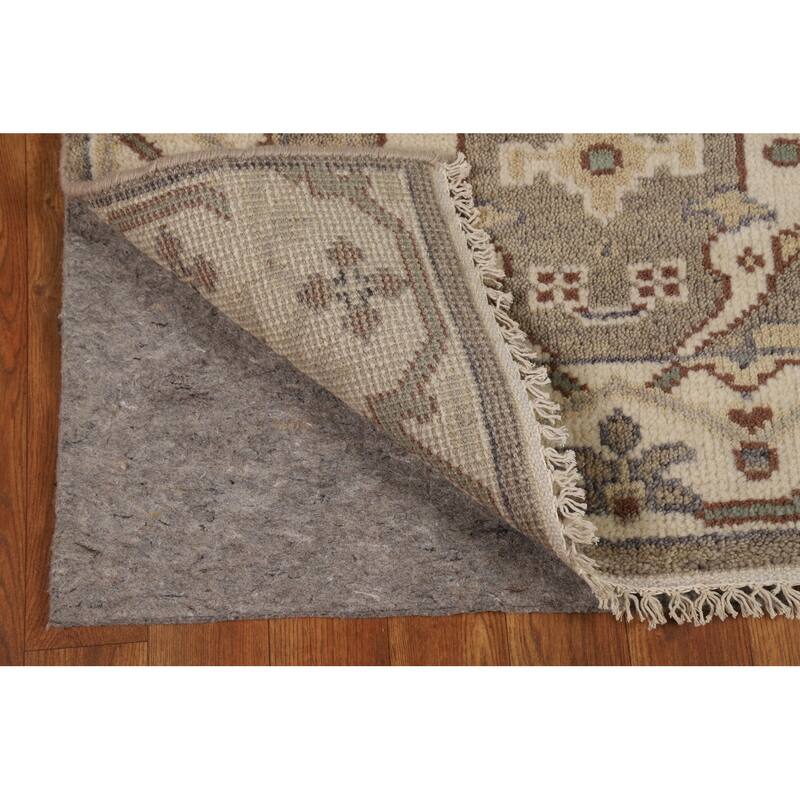 Hand Knotted Oriental 100% Wool Carpet Transitional All-Over Greys & Charcoal Oushak Runner Rug - 11' 9'' X 2' 8''