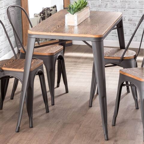 Carbon Loft Acar Industrial Farmhouse Utility Table with Wood Top