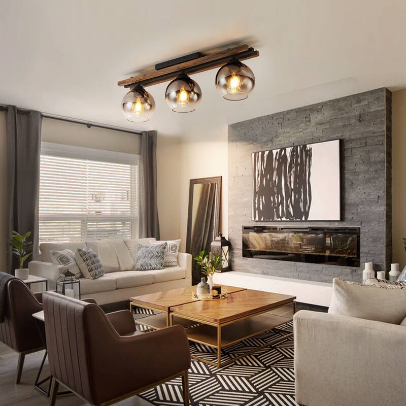 31.5" 3 - Light Linear Glass Flush Mount Ceiling Light for Dining Room - 3 Light