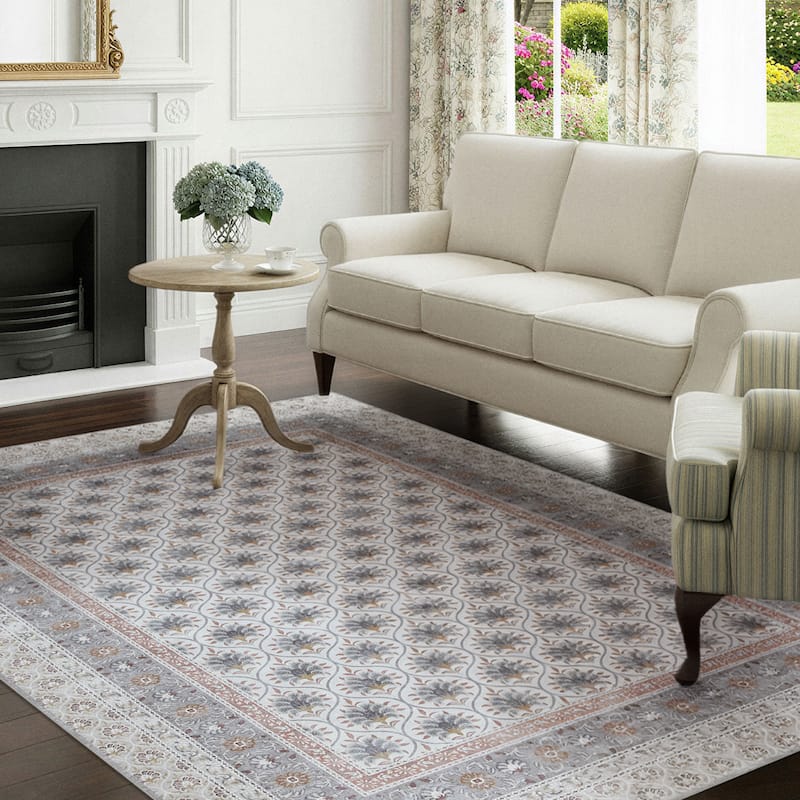 Laura Ashley Imagine Printed Chenille Washable Non-Slip Rugs - 7'10" x 10' - Beige