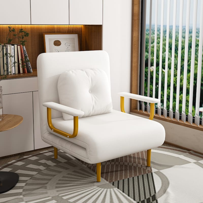 Convertible Sofa Bed with 5-Position Backrest & Storage