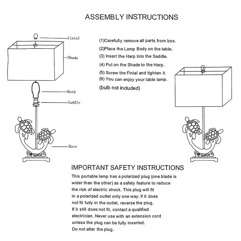 Set Of 2 Double Sea Turtle Table Lamps Coastal Nautical Resin 27.75" W/Shades - 27.75 X 15 X 9 inches