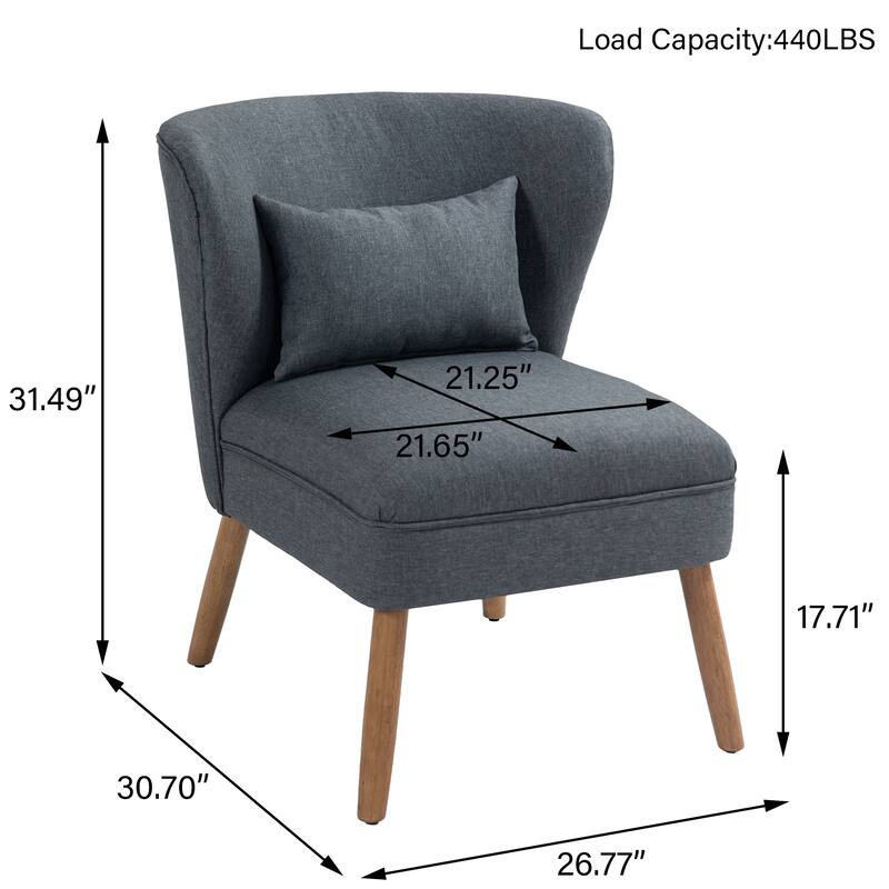 Linen Armless Accent Chair Slipper Chair