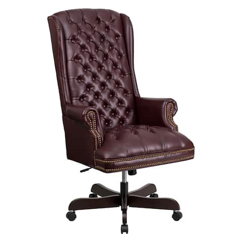 Offex High Back Traditional Tufted Burgundy Leather Executive Office Chair [OF-CI-360-BY-GG]