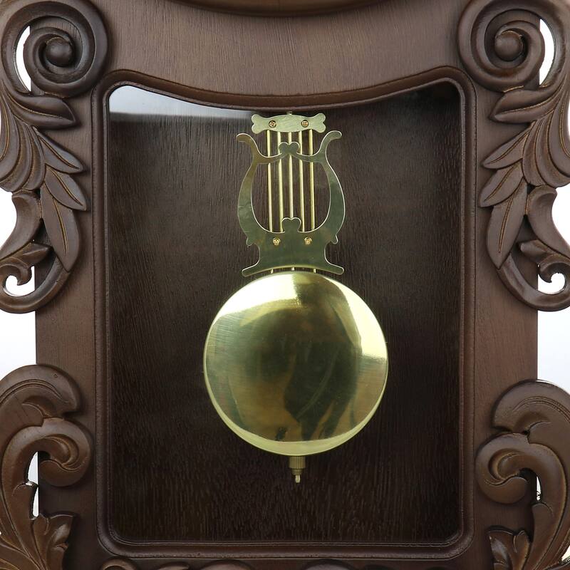 Bedford Clock Collection Chestnut Chiming Pendulum Wall Clock - 13.75"x4.5"x31"