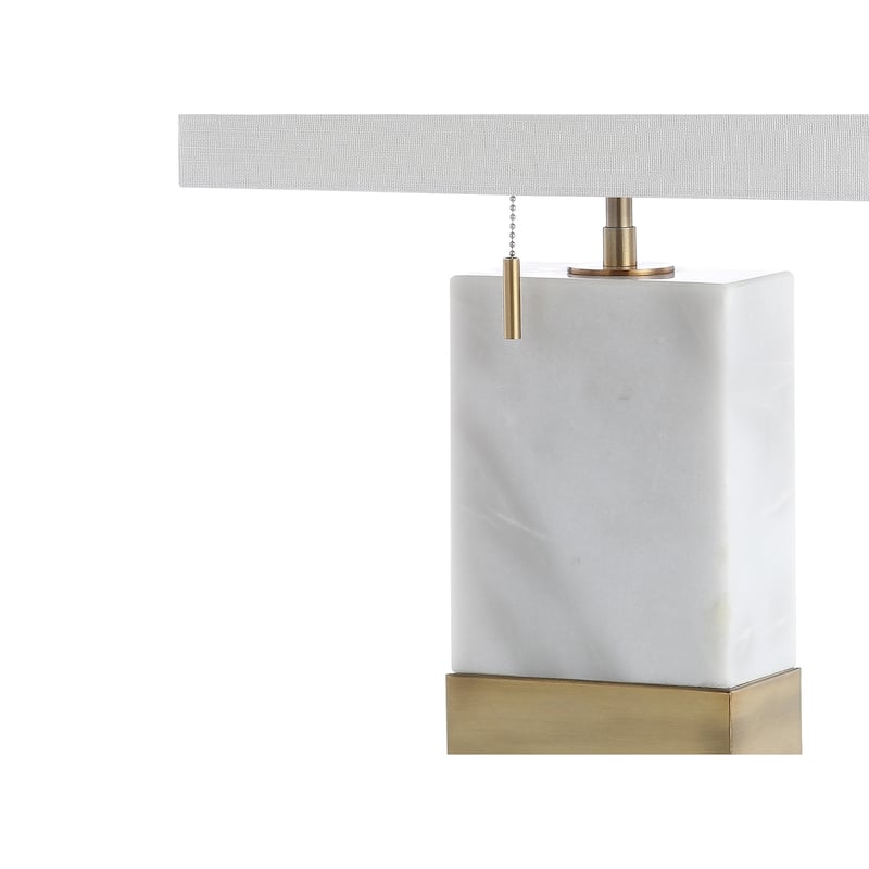 Travis 22.5" Marble/Iron Gold Modern Console LED Table Lamp, white by JONATHAN Y
