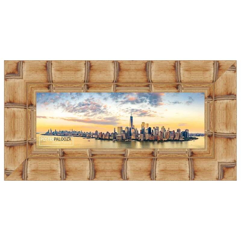 10x30 Natural Wide Bamboo Picture Frame - UV Acrylic, Foam Board Backing, Hanging Hardware