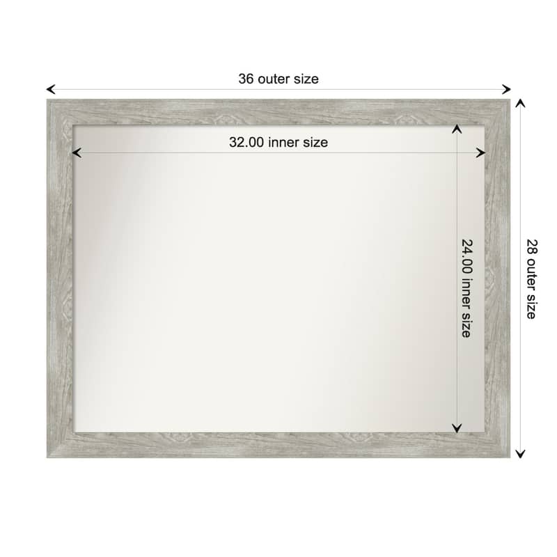 Dove Greywash Narrow Framed Non-Beveled Custom Wall Mirror, Bathroom Vanity Mirror - Outer Size: 35.5 x 27.5