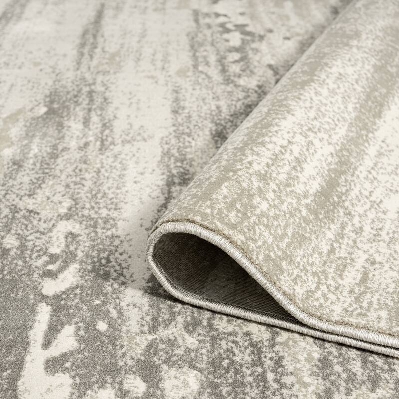N Natori Serengeti Stroke Natural/White Abstract Area Rug