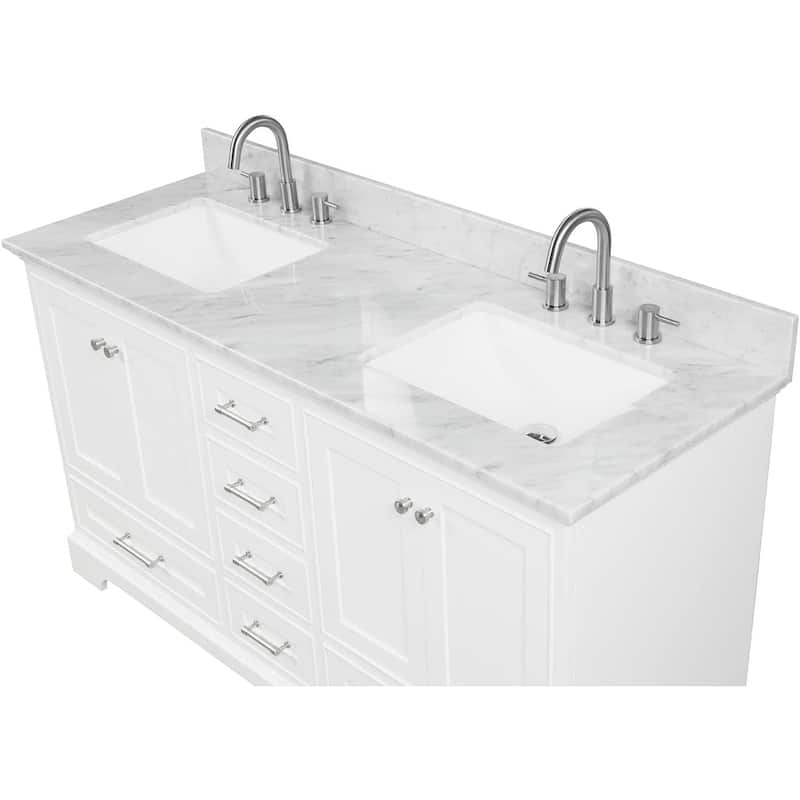 Blossom Copenhagen 60" Double Sink Solid Wood Vanity with Marble Top