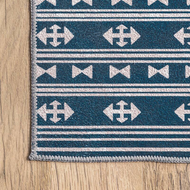 Nuloom Joelle SpinClean Machine Washable Tribal Geometric Border Area Rug