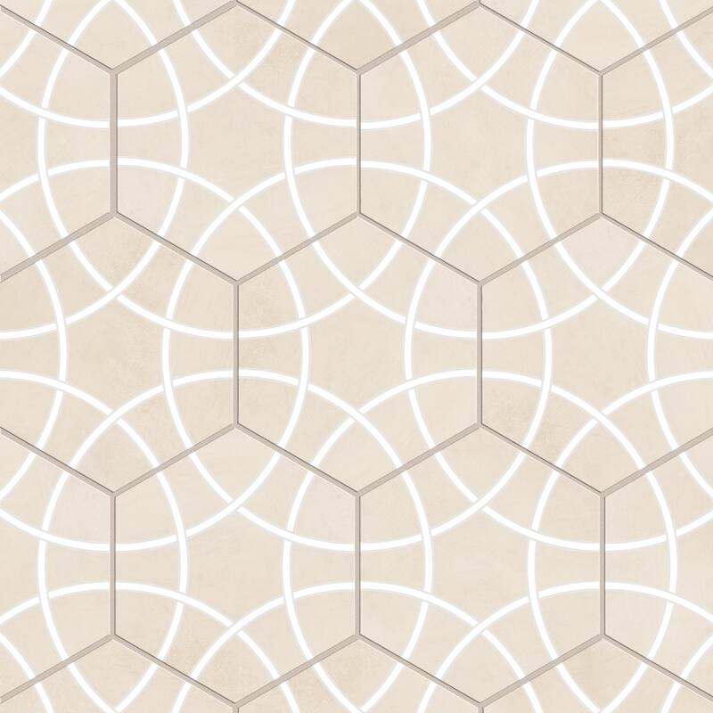 Merola Tile Bari Hex Sand Deco 11-1/4" x 13" Porcelain Floor and Wall Tile