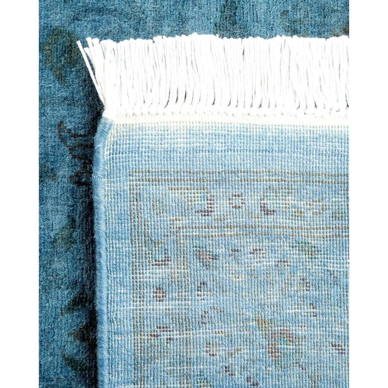 Overton Hand Knotted Wool Vintage Inspired Modern Contemporary Overdyed Blue Area Rug - 3' 1" x 5' 3"