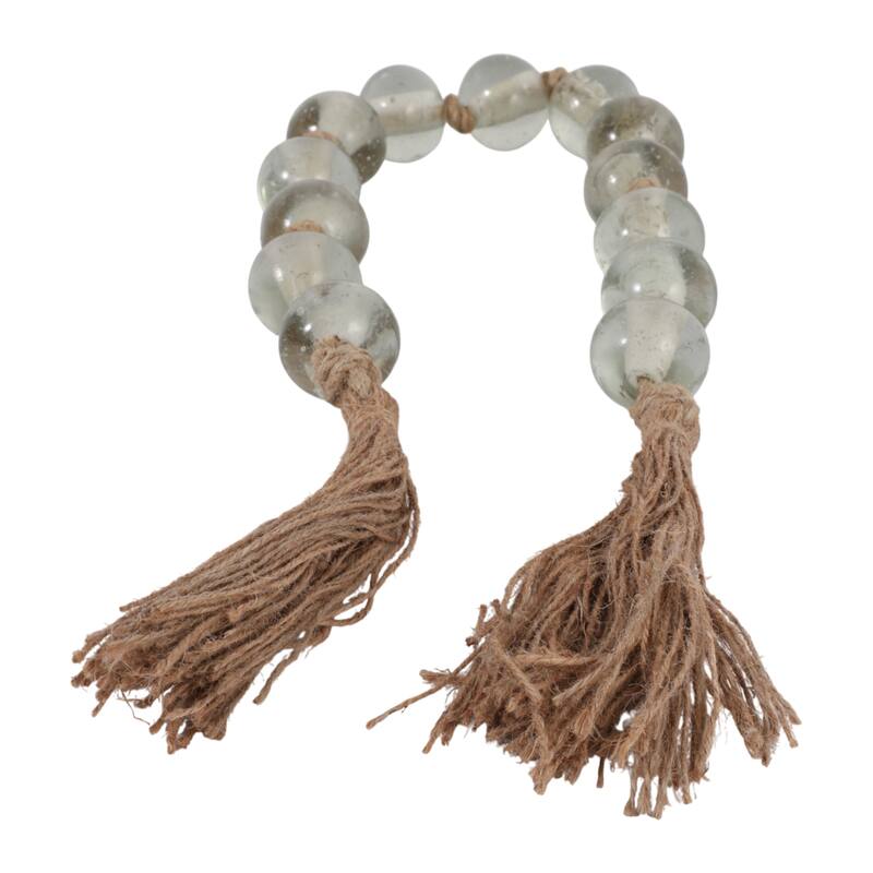 Glass Bead Garland Jute Tassels Modern Handcrafted Accent Strand - 45" x 2" x 2"