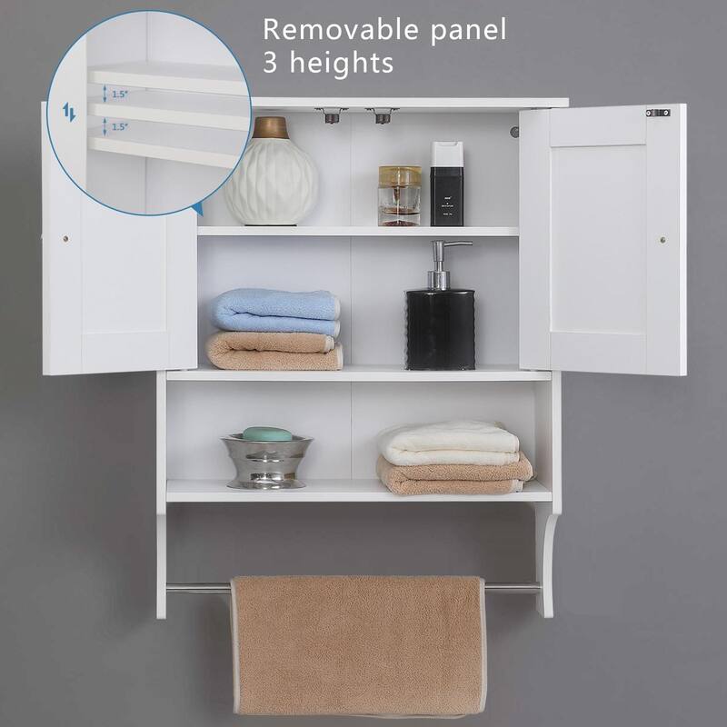 Over The Toilet Storage Cabinet, Farmhouse Medicine Cabinet with 2 Door and Adjustable Shelves, for Bathroom, Living Room