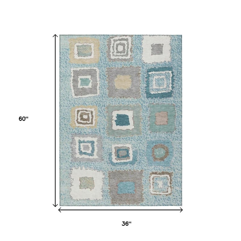 HomeRoots Geometric Transitional Rectangle Outdoor Rug
