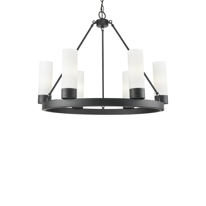 Innovations Lighting 617-6CR-24-29-8 Boreas Chandelier Boreas 6 Light - Matte Black / Striped White