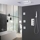 preview thumbnail 4 of 39, LED 4-Way Complete Rain and Waterfall Shower System with 3 body Jets and High-pressure Handheld, Ceiling Mounted