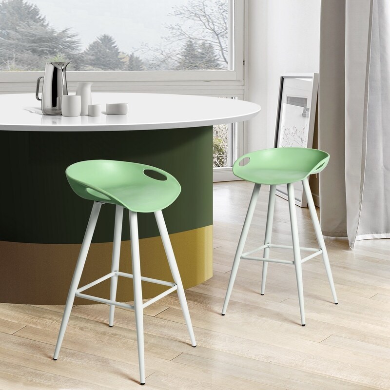 Counter Height Plastic Barstool with Metal Legs Set of 2 Bed