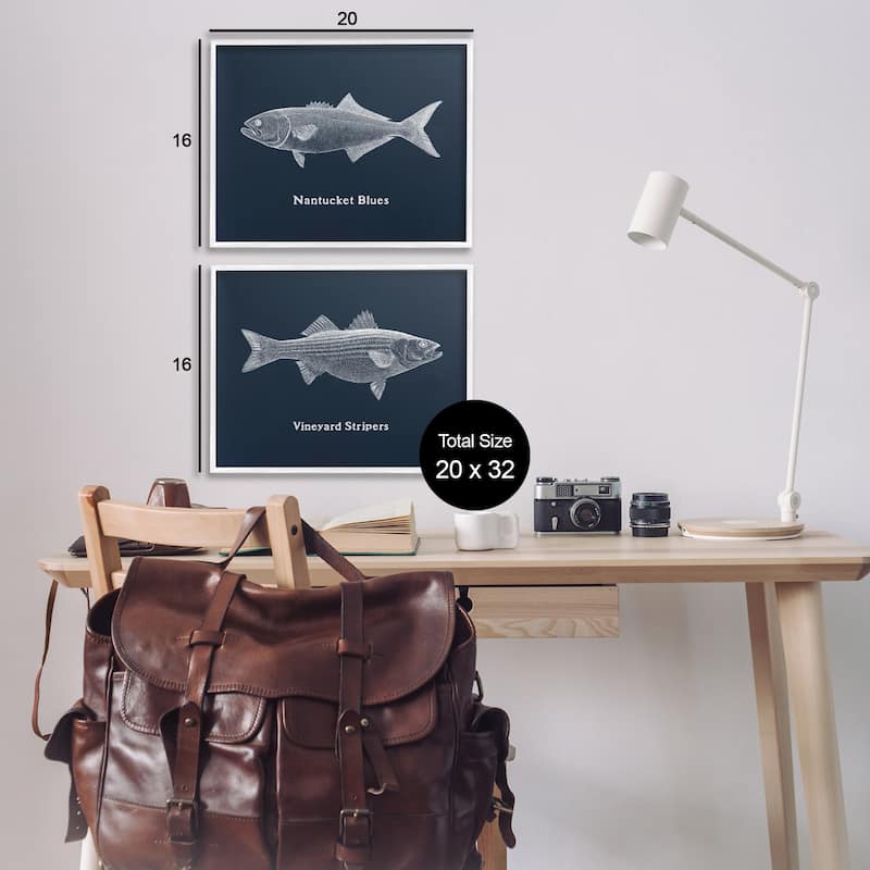 Stupell Harbor Fish Phrases Framed Giclee Art Design By Phillipa Katz (Set of 2)