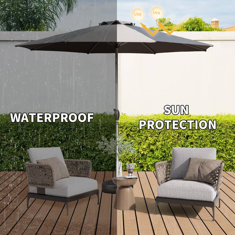 Patio Umbrella Outdoor Table Umbrella with Button Tilt Crank UV Protection Waterproof and 8 Ribs for Garden Patio, Backyard