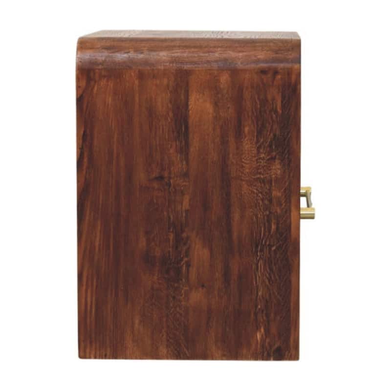 Artisan Furniture Solid Wood Tiger Oak Open Bedside with Brass Handle,1-Drawer,1 Shelf