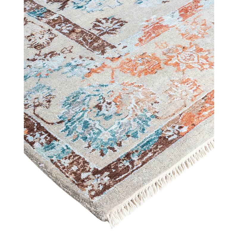 Ikat One-of-a-Kind Hand-Knotted Area Rug - Gray, 8' 1" x 10' 5" - 8' 1" x 10' 5"