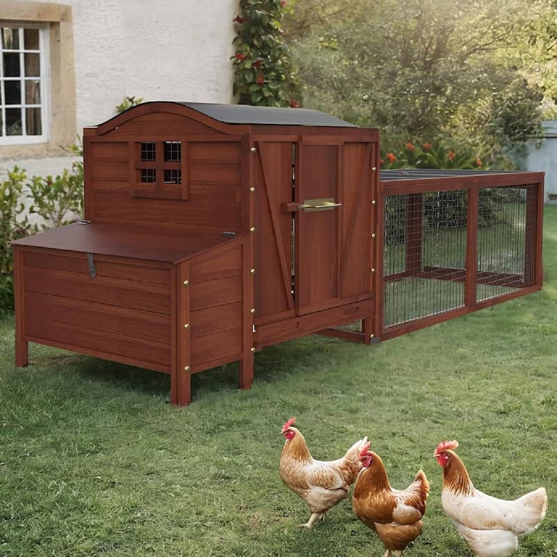 Outdoor Wooden Chicken Coop for 3-5 Chickens - Brown