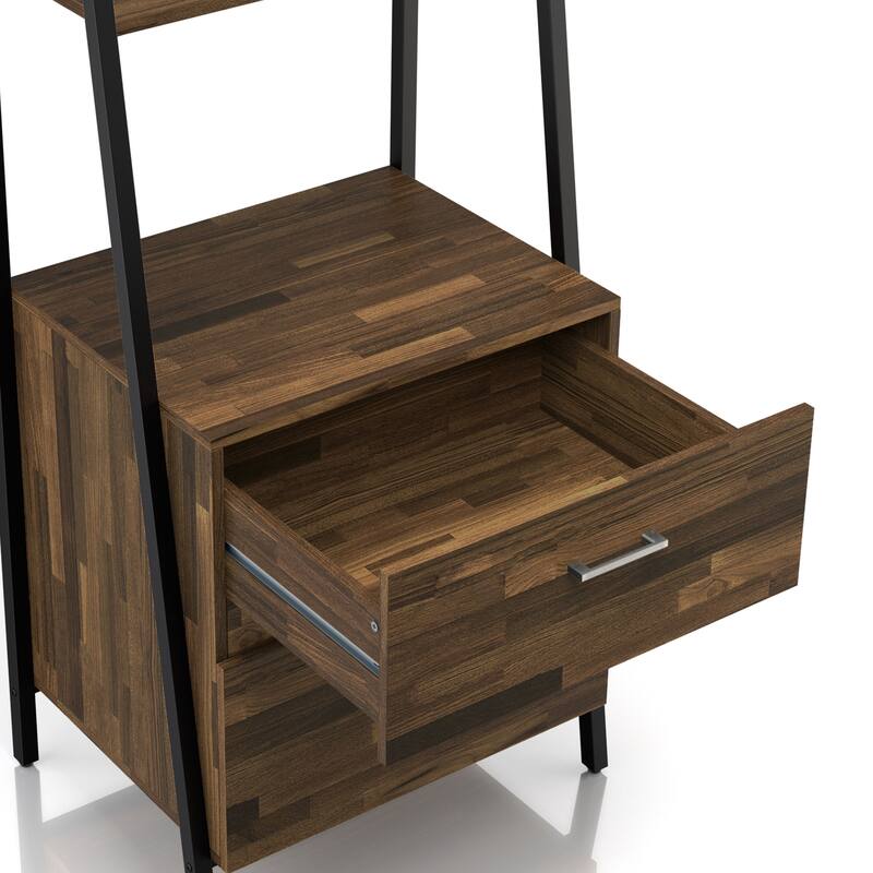 DH BASIC Contemporary Iron 2-Drawer Bookshelf with File Cabinet by Denhour