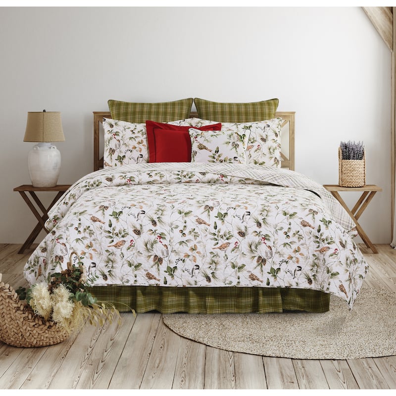 Mira Songbird Cotton Quilt Set - Reversible and Machine Washable