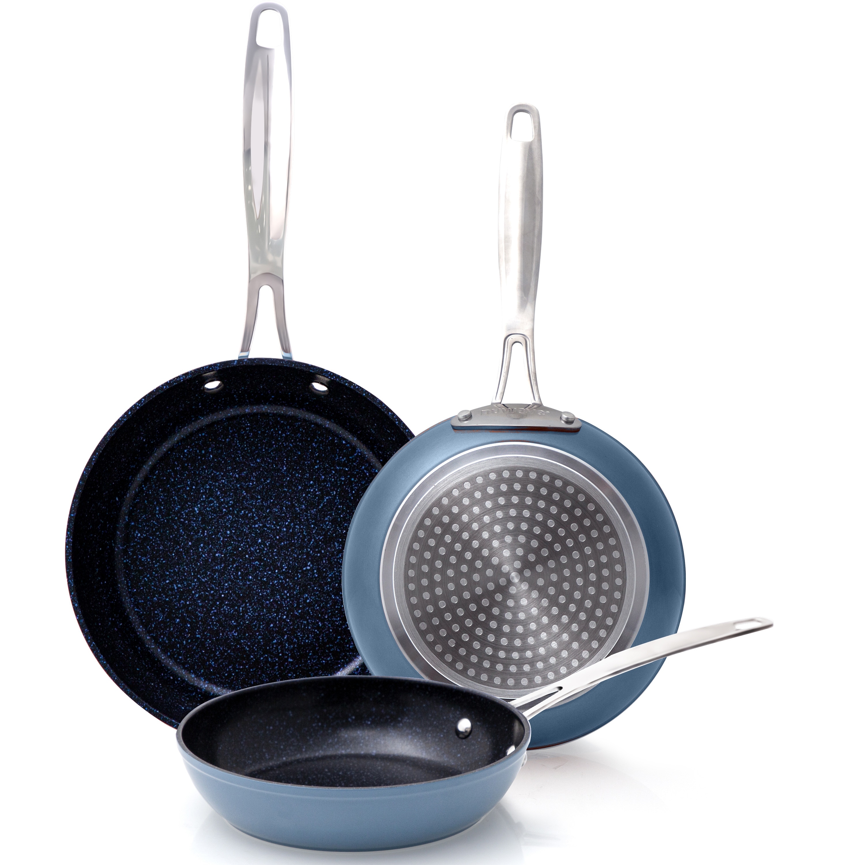 NuWave Duralon Blue 3 Piece Ceramic Non Stick Fry Pan Set
