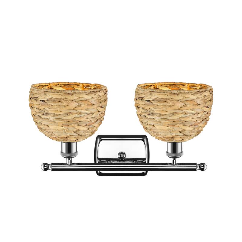 Innovations Lighting 516-2W-12-18 Woven Rattan Vanity Woven Rattan 2