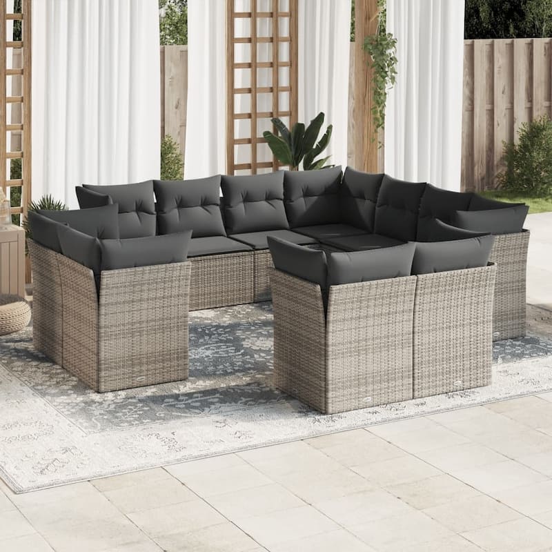 vidaXL Garden Sofa Set Grey PE rattan Large Modular Garden Sofa Set - 24.4 x 24.4 x 27.2
