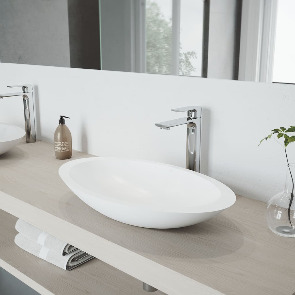 Vigo Wisteria 23-1/8" Matte Stone� Vessel Bathroom Sink with Norfolk