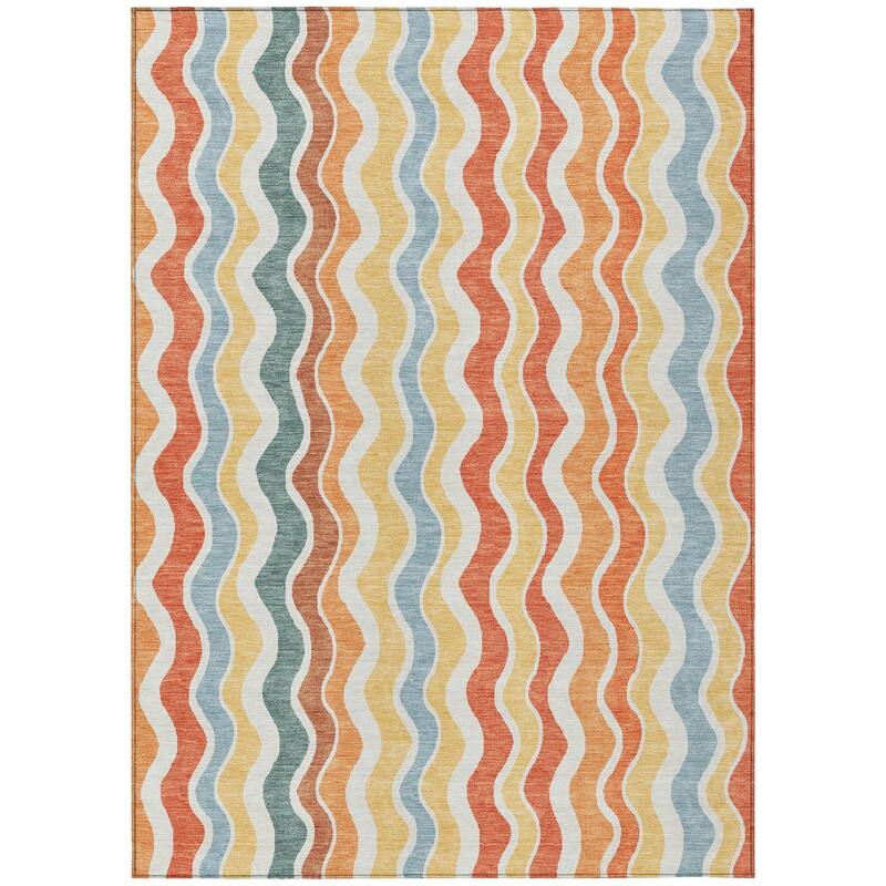 Machine Washable Indoor/ Outdoor Funky Stripe Chantille Rug