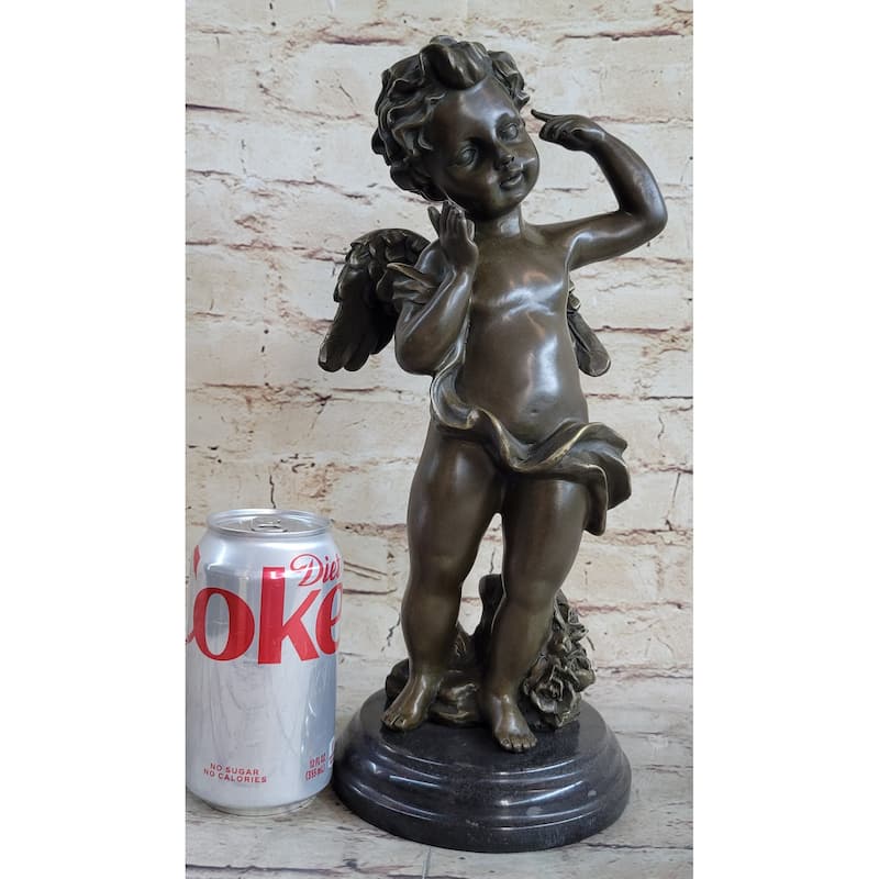 Cherub Cherubim Boy Bronze Statue Sculpture Figure Decor 13.5 Inches X 6 Inches