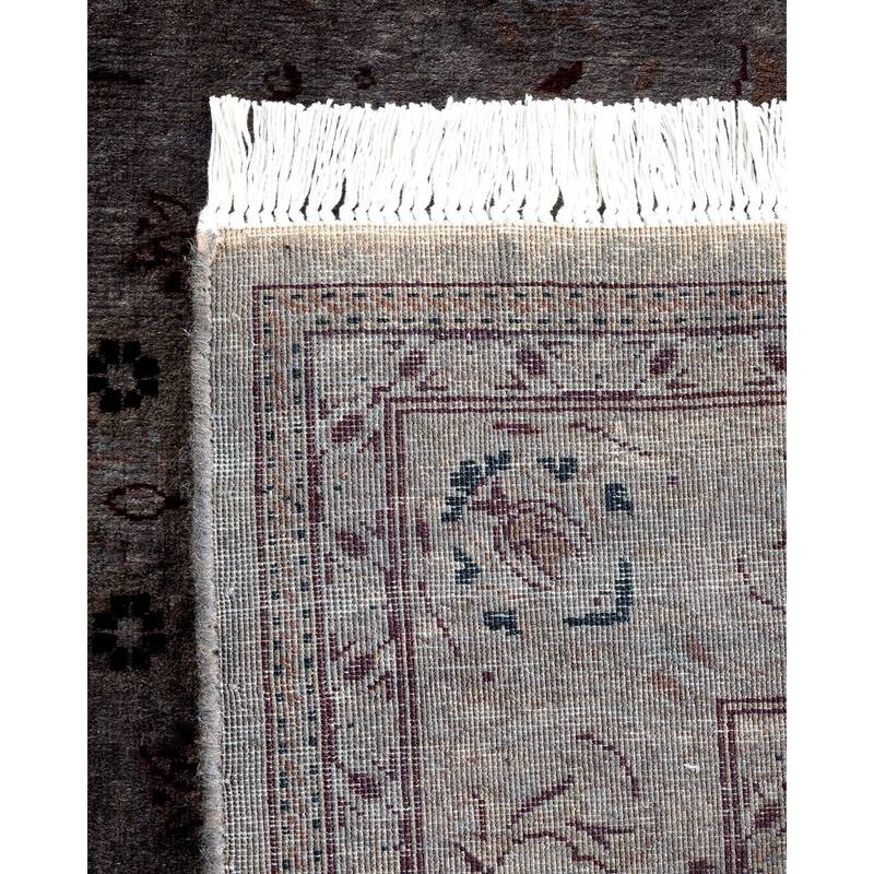 Overton Hand Knotted Wool Vintage Inspired Modern Contemporary Overdyed Gray Runner Rug - 2' 6" x 11' 6"