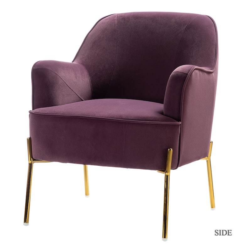 Barbara Modern Velvet Accent Chair for Bedroom with Metal Legs by HULALA HOME
