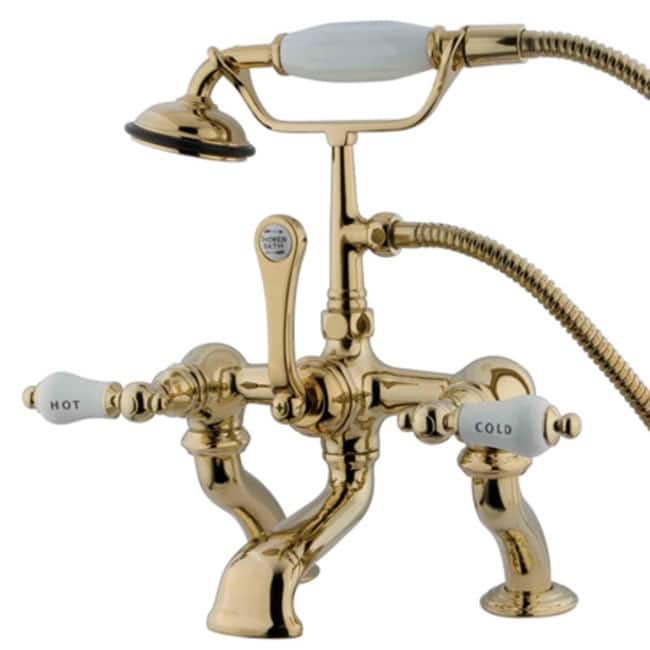 Kingston Brass Vintage Deck Mounted Clawfoot Tub Filler with Personal - Polished Brass