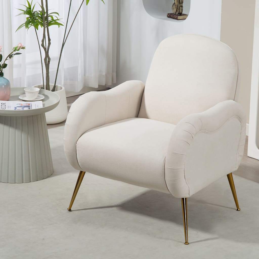 Accent Chair With Metal Gold Legs,Snowflake fabric Armchair,Single Sofa Chair for Living Room Bedroom