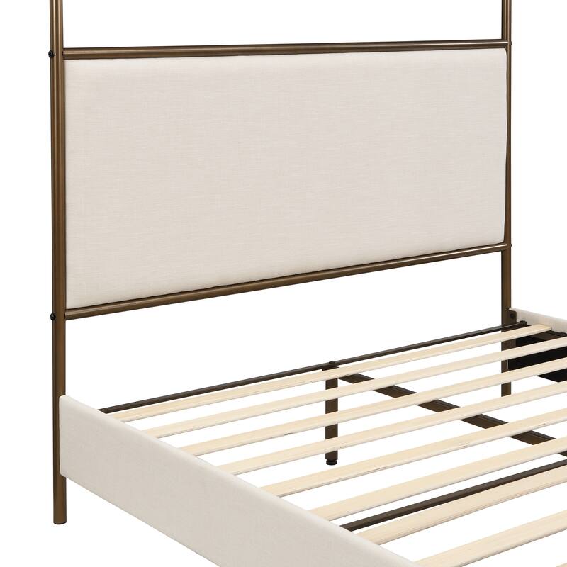 Christopher Knight Home - Alice Modern PU Upholstered King Canopy Bed Frame with Iron Legs
