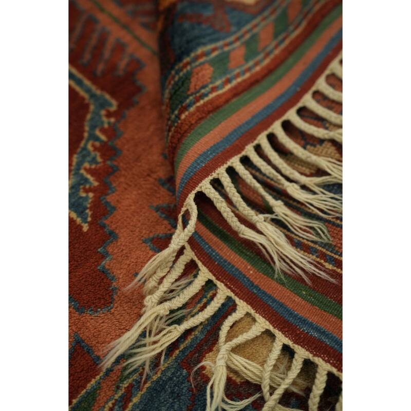 Hand Knotted Oriental 100% Wool Carpet Transitional Tribal Oranges & Rust Anatolian Area Rug - 8' 10'' X 7' 5''