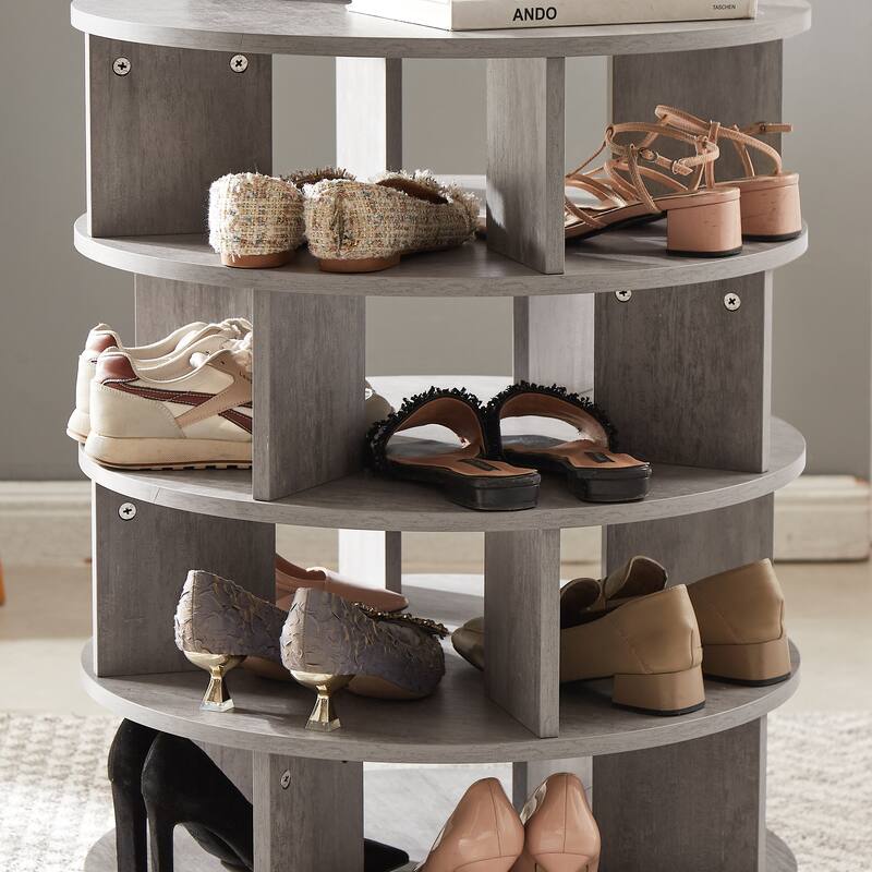 4 Tier Design 360° Spinning Shoe Rack Tower, 16 Pair Shoe Rack