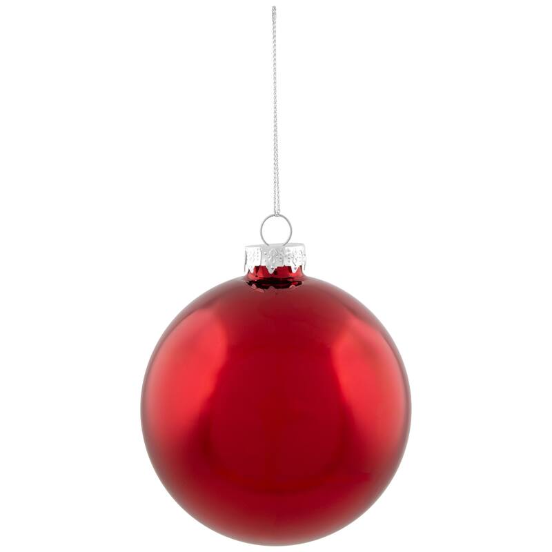 2-Finish Christmas Glass Ball Ornaments - 4" (100mm) - Red - 4ct
