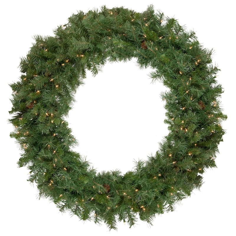 Pre-Lit Black River Pine Artificial Christmas Wreath 48-Inch Clear Lights - 48"