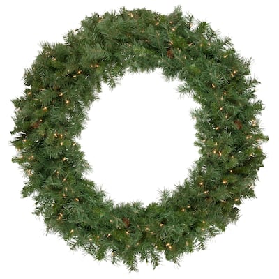 Pre-Lit Black River Pine Artificial Christmas Wreath 48-Inch Clear Lights - 48"