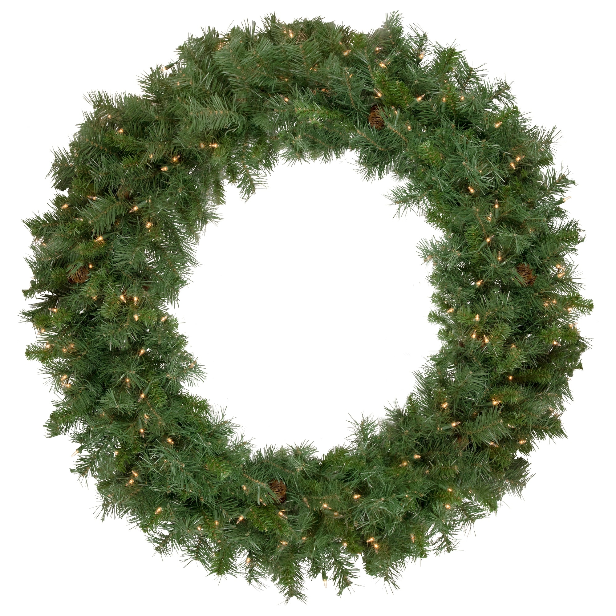 Pre-Lit Black River Pine Artificial Christmas Wreath 48-Inch Clear Lights - 48"
