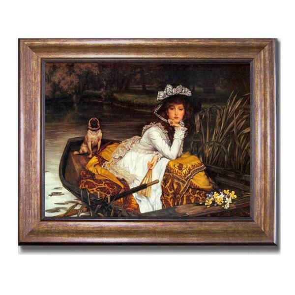 slide 1 of 1, Young Lady in a Boat by James Tissot Bronze-Gold Framed Canvas Art (22 in x 28 in Framed Size)