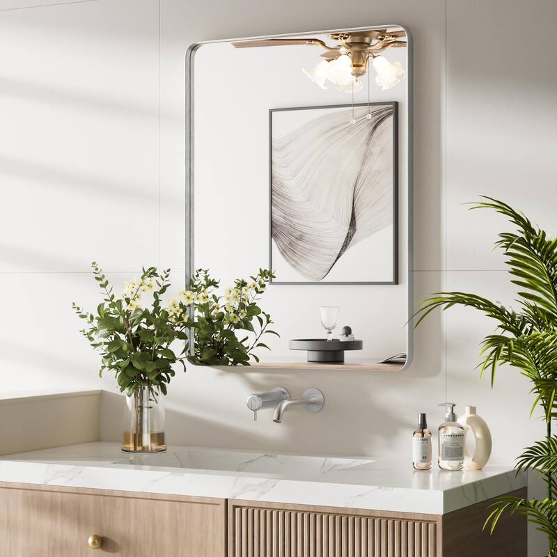 Wall Mirror Vanity Mirror Bathroom Mirror with Round Corner (1 Piece)